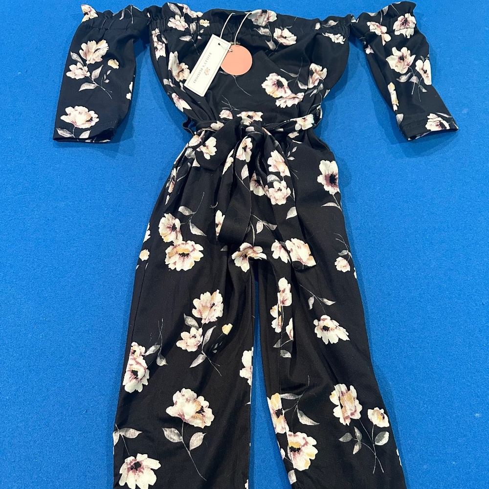 Toddler size 3 black floral jumpsuit
